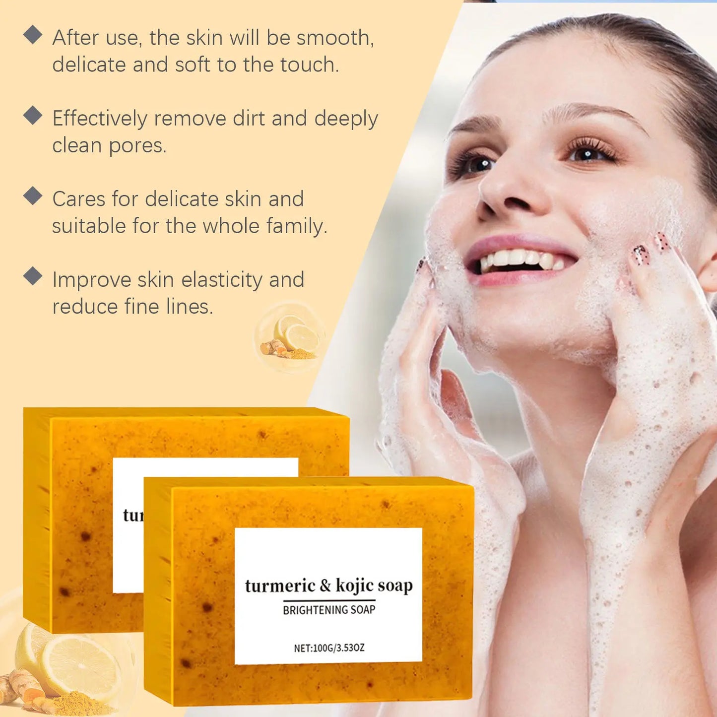 Turmeric & Kojic Acid Dark Spot Remover Soap Bars (Pack of 2)