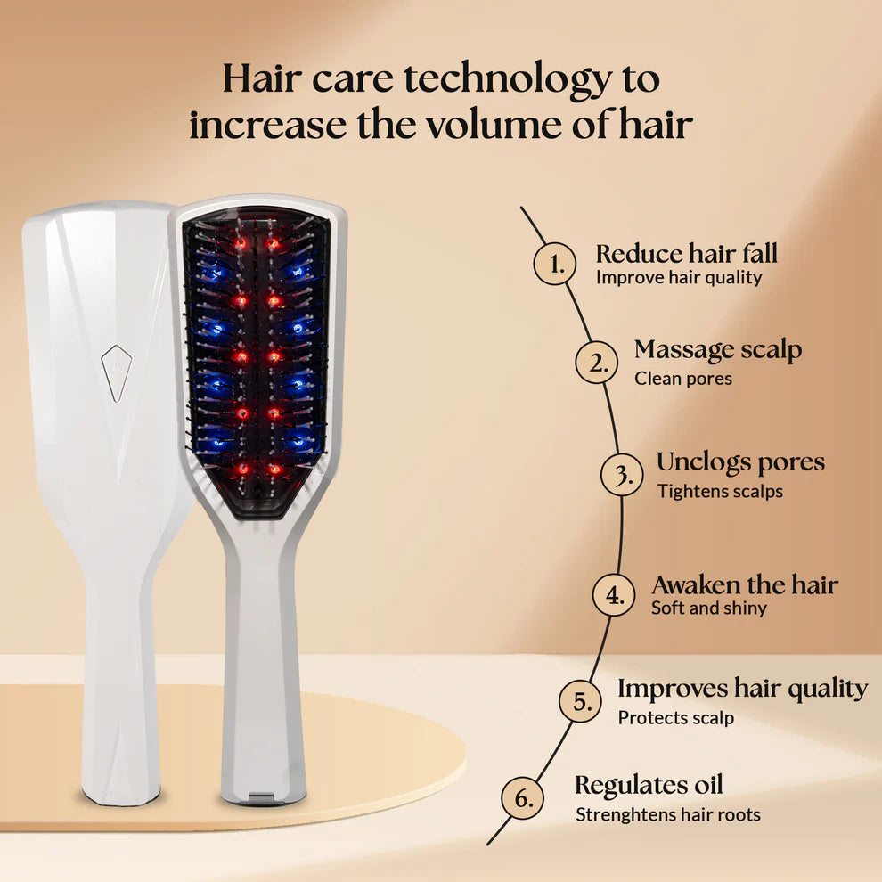 LED Hair Growth Brush Red blue light vibration hair growth comb