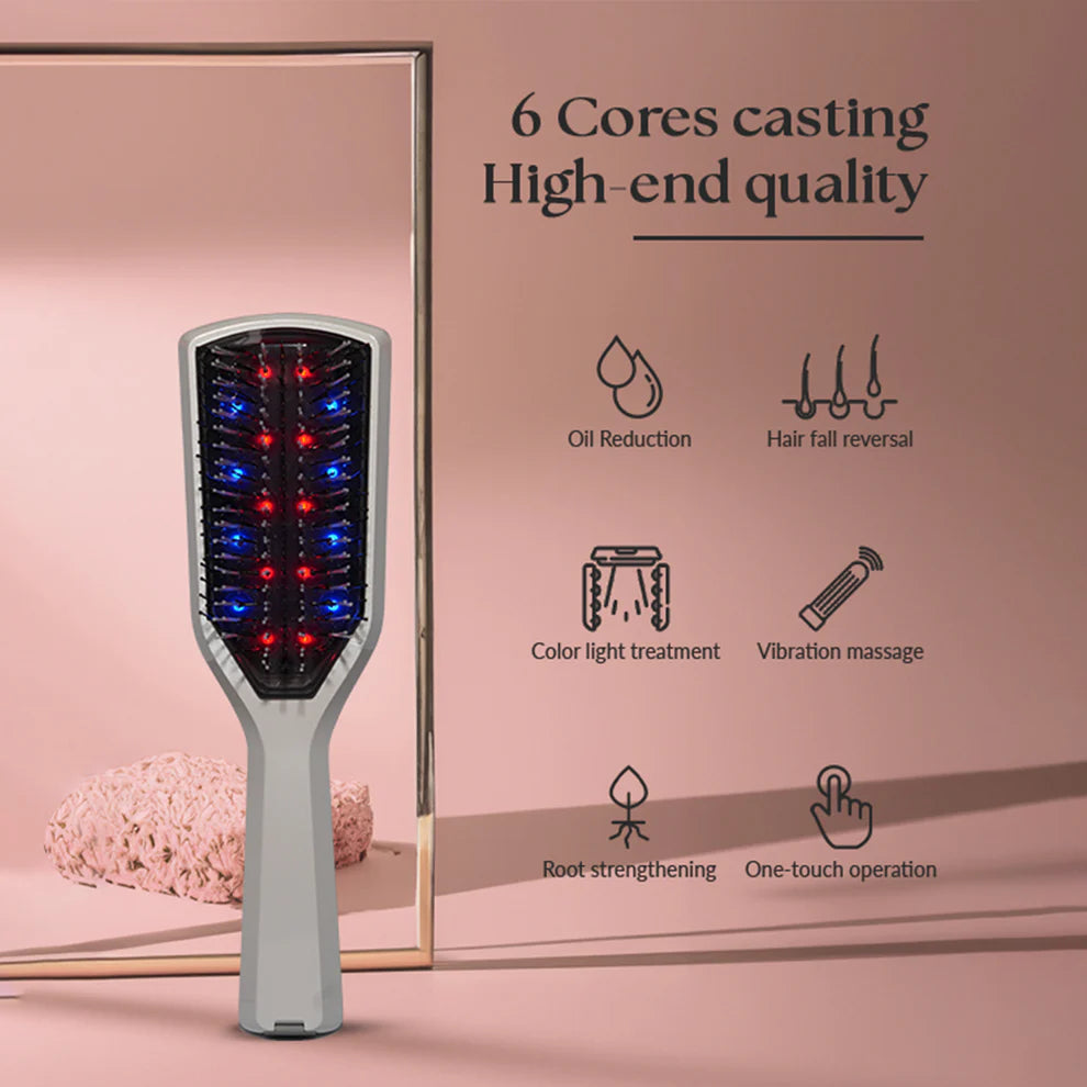 LED Hair Growth Brush Red blue light vibration hair growth comb