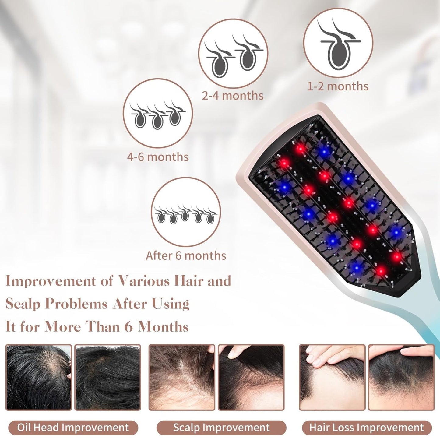 LED Hair Growth Comb with Red & Blue LED