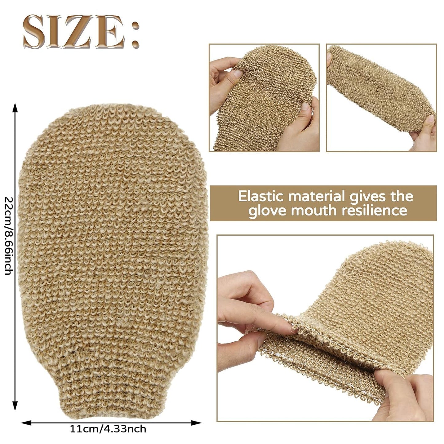 Eco Friendly Natural Hemp Exfoliating Bath Mitt Glove 