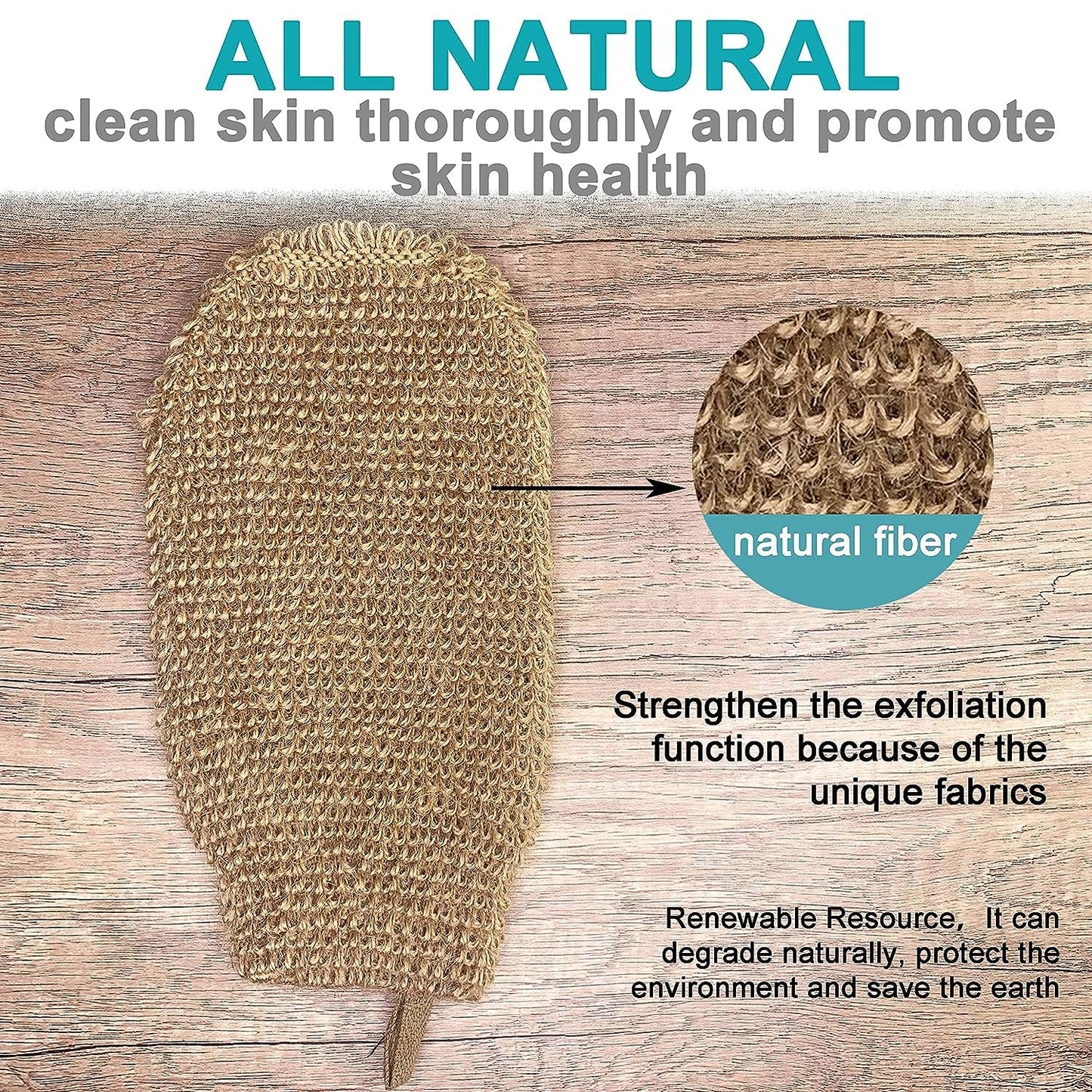 Eco Friendly Natural Hemp Exfoliating Bath Mitt Glove 