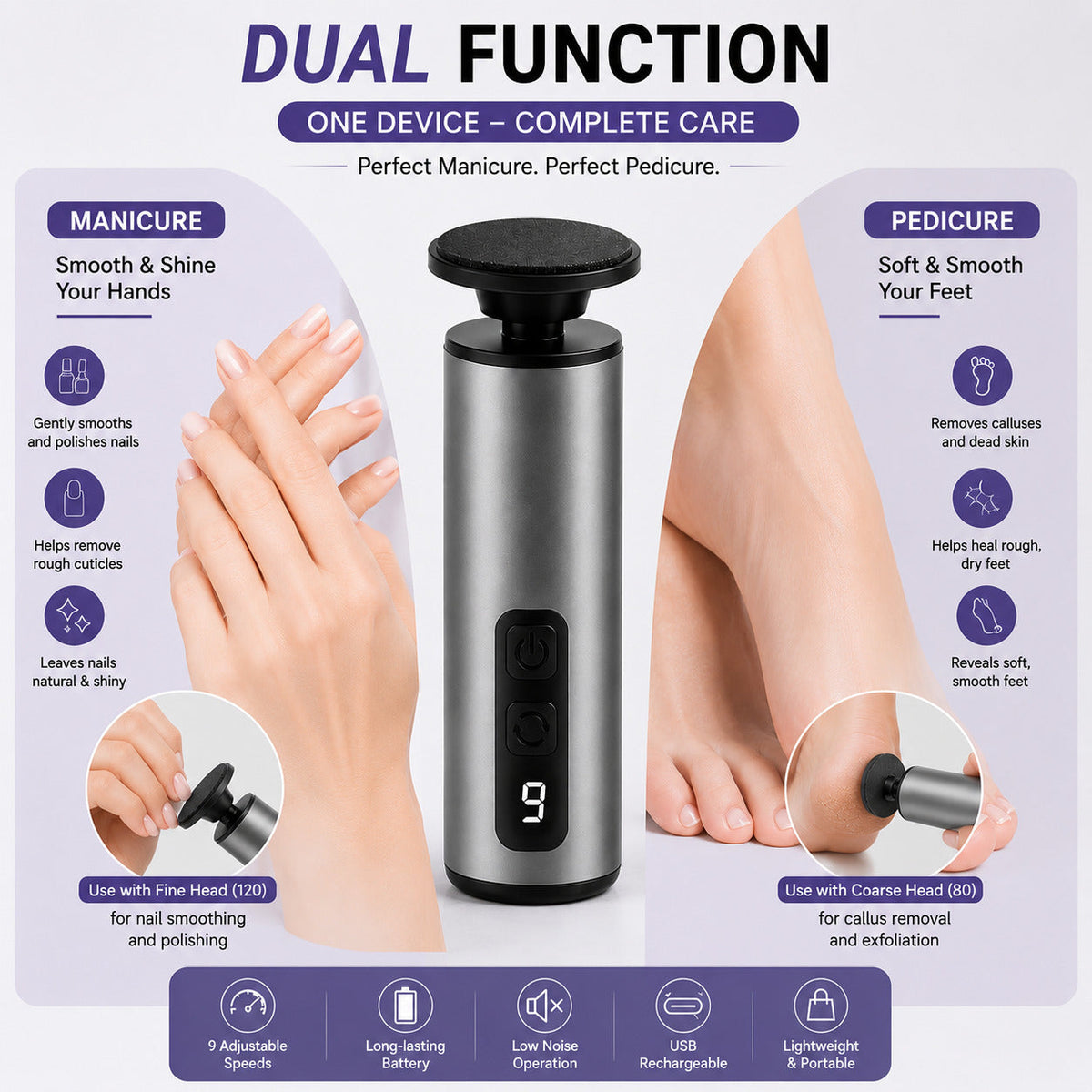 Upgraded Electric Foot Callus Remover for feet Rechargeable Pedicure Tools