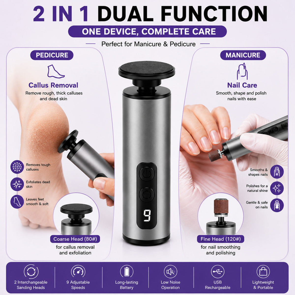 Upgraded Electric Foot Callus Remover for feet Rechargeable Pedicure Tools