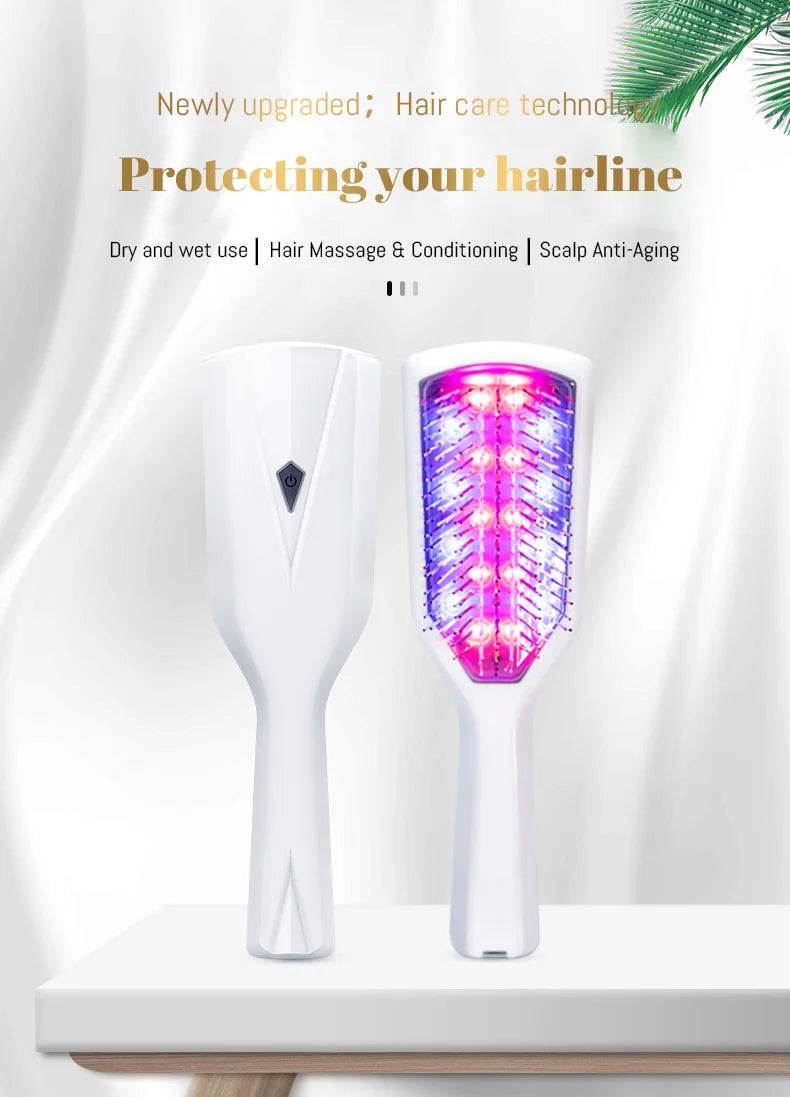  LED Hair Growth Brush Red blue light vibration hair growth comb