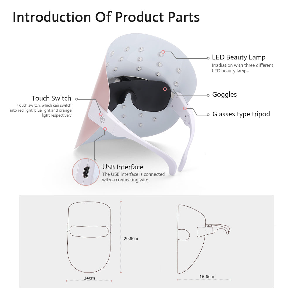 3 Color LED Face Mask Light Therapy