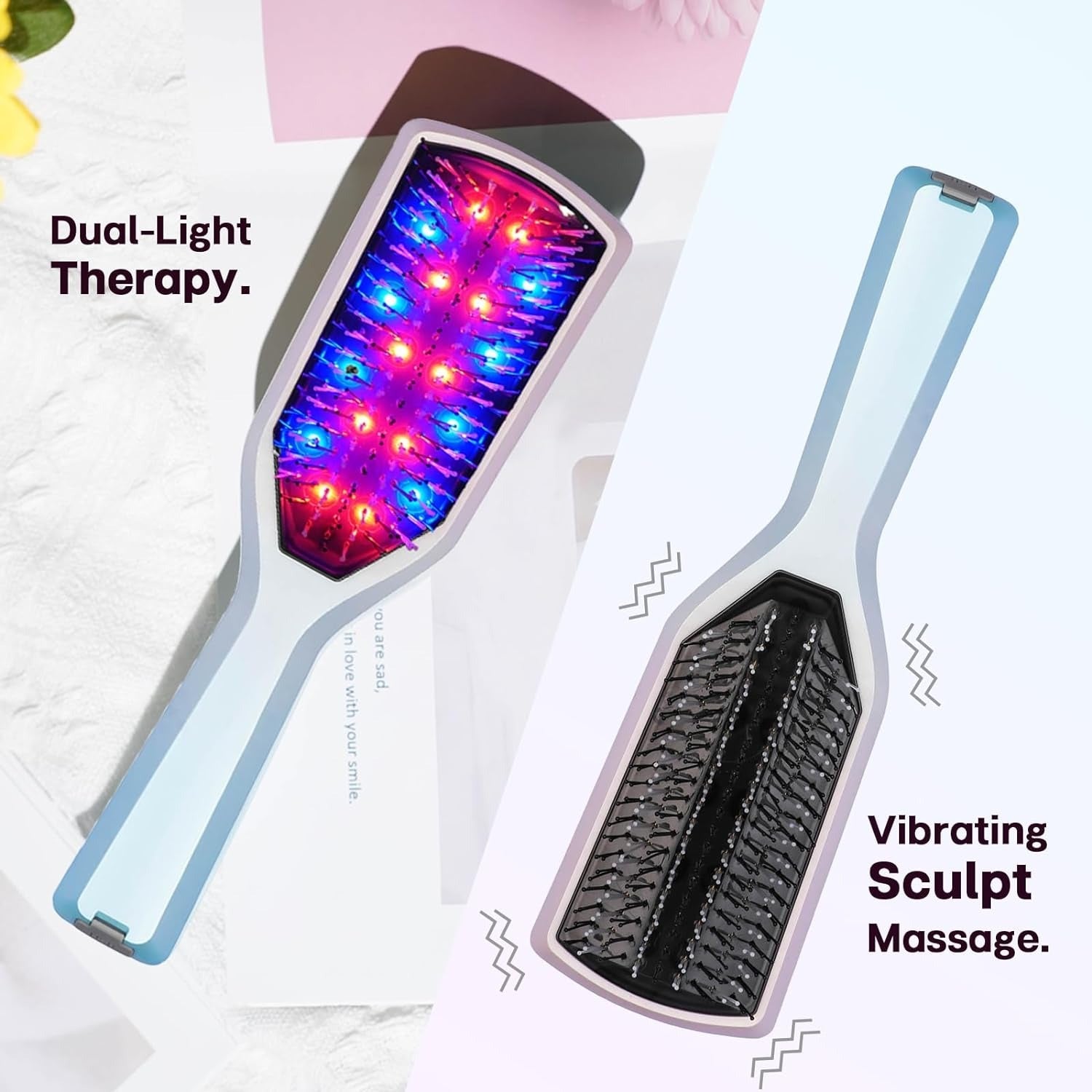  LED Hair Growth Brush Red blue light vibration hair growth comb