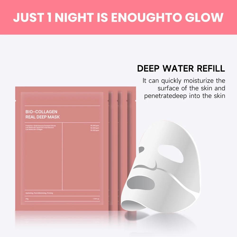 WBC Bio-Collagen Real Deep Mask, Hydrating Overnight Hydrogel Mask, Pore Minimizing, Elasticity Improvement