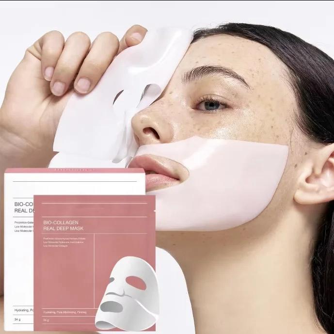 WBC Bio-Collagen Real Deep Mask, Hydrating Overnight Hydrogel Mask, Pore Minimizing, Elasticity Improvement